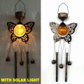Décoration solaire éclairée de jardin Bronze Finition Métal Owl Windbell Craft